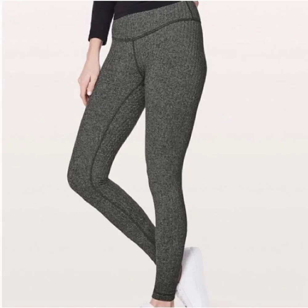 Lululemon houndstooth black piping low rise legging